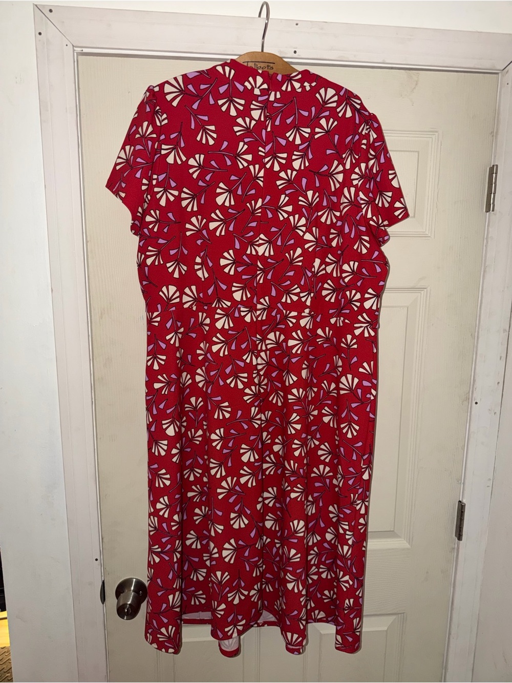 London Times Red Floral Midi Dress with Pink & Cream Accents